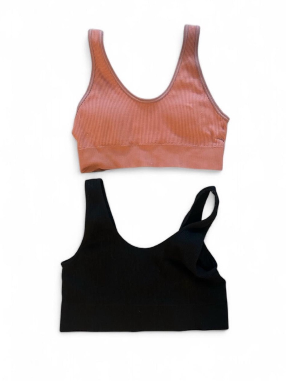 Ribbed Scoop Sports Bras Pink & Black | AERIE & Gap Body